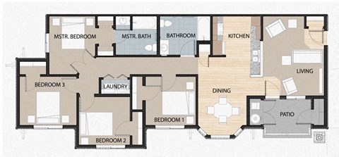 4 Bed 2 Bath Floor Plan